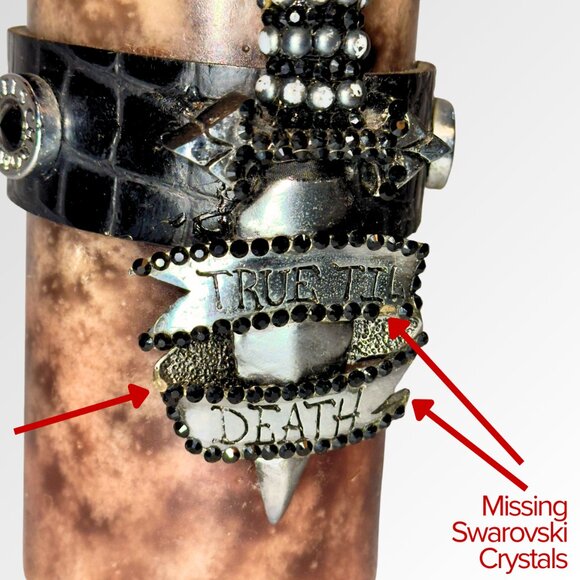 CHROME ANGELS Brown Candle with Leather and Swarovski Crystals on Chrome - Picture 9 of 16